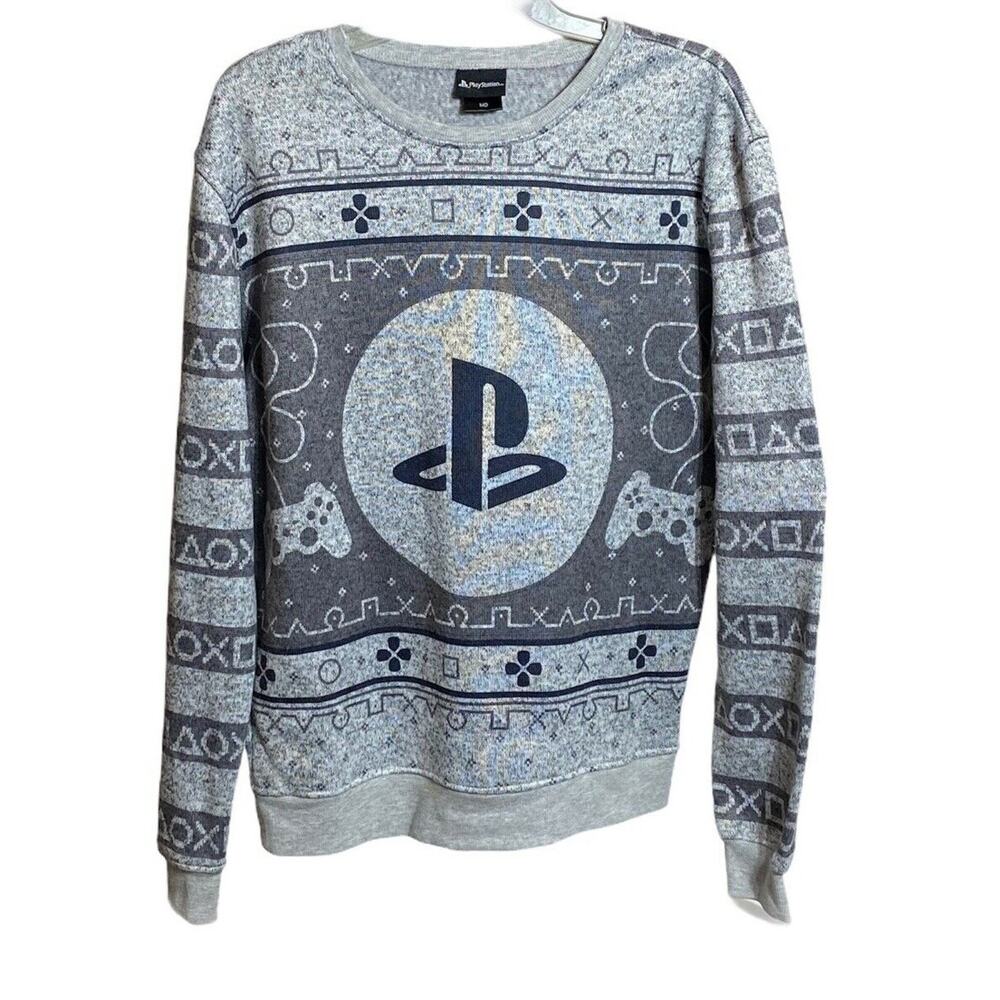 PlayStation PS Sweater Sweatshirt Mens Medium Ugly Christmas Holiday Gamer Sony